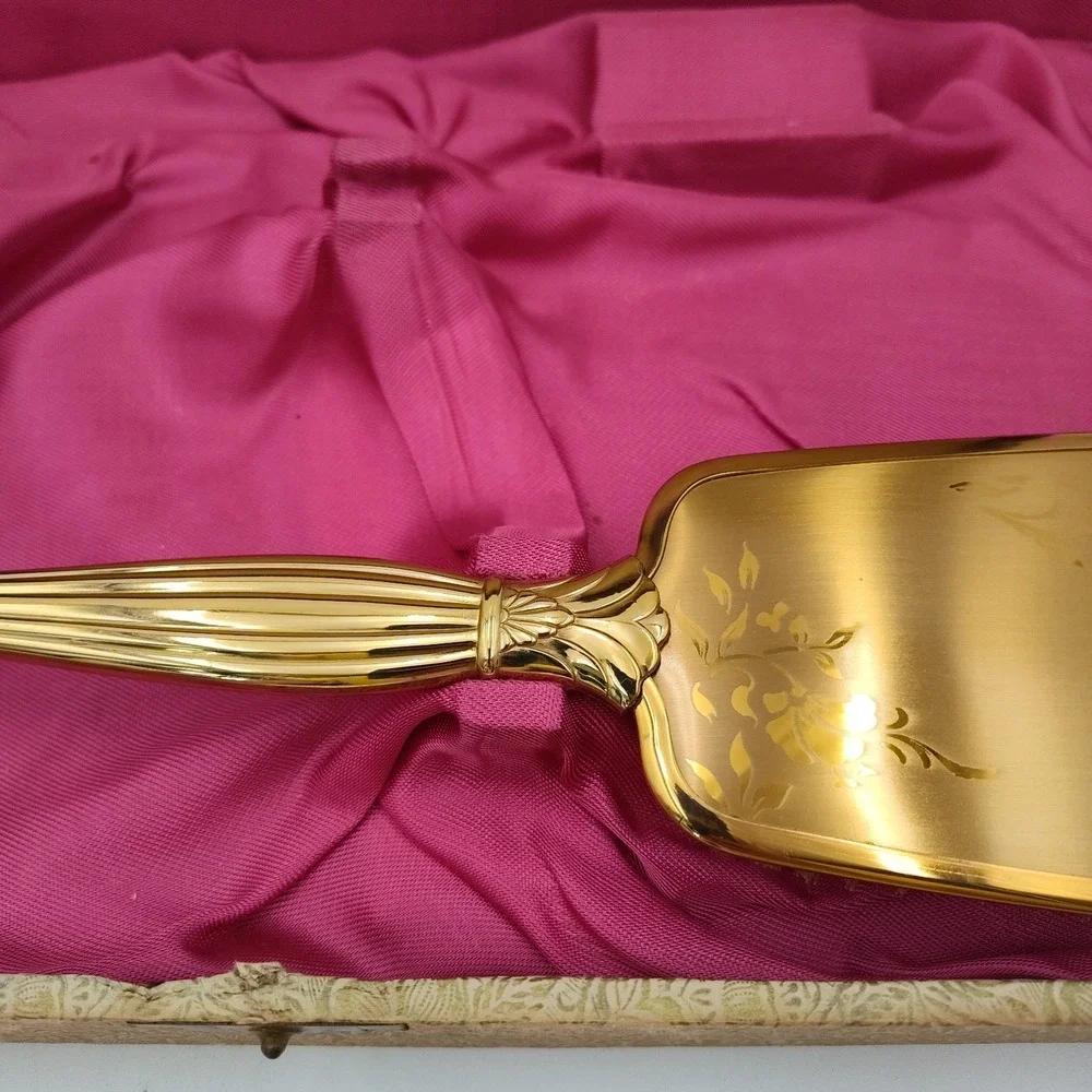 VTG Mirror Hairbrush Comb Handler FLORAL DESIGN Vanity Antq Goldtoned B507SA3572